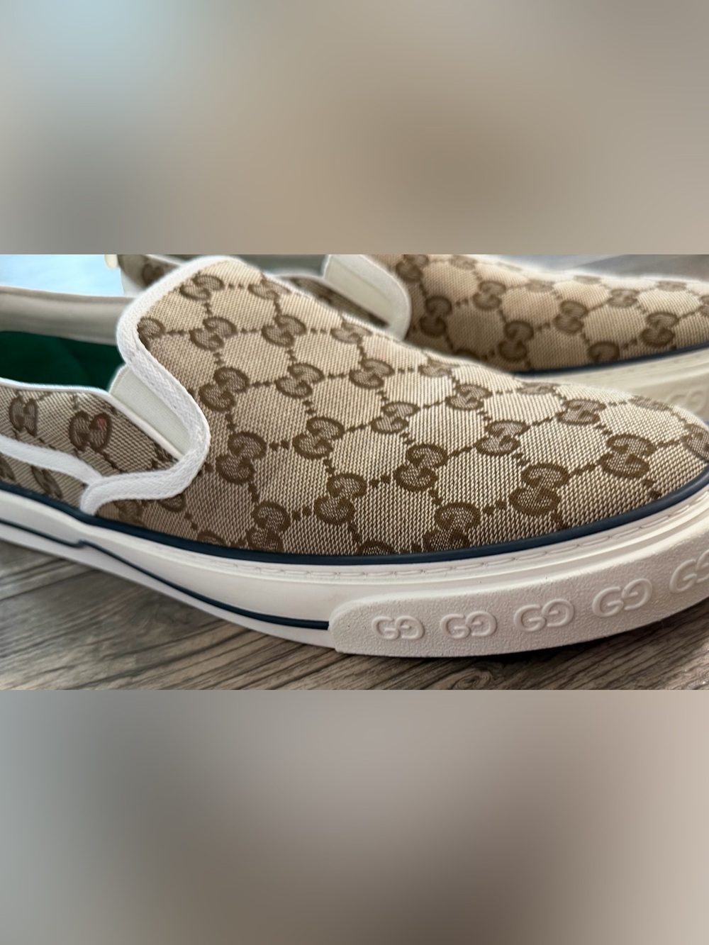Gucci Beige/Brown GG Canvas Slip-On Sneakers - Picture 7 of 9